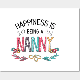 Happiness Is Being A Nanny Wildflowers Valentines Mothers Day Posters and Art